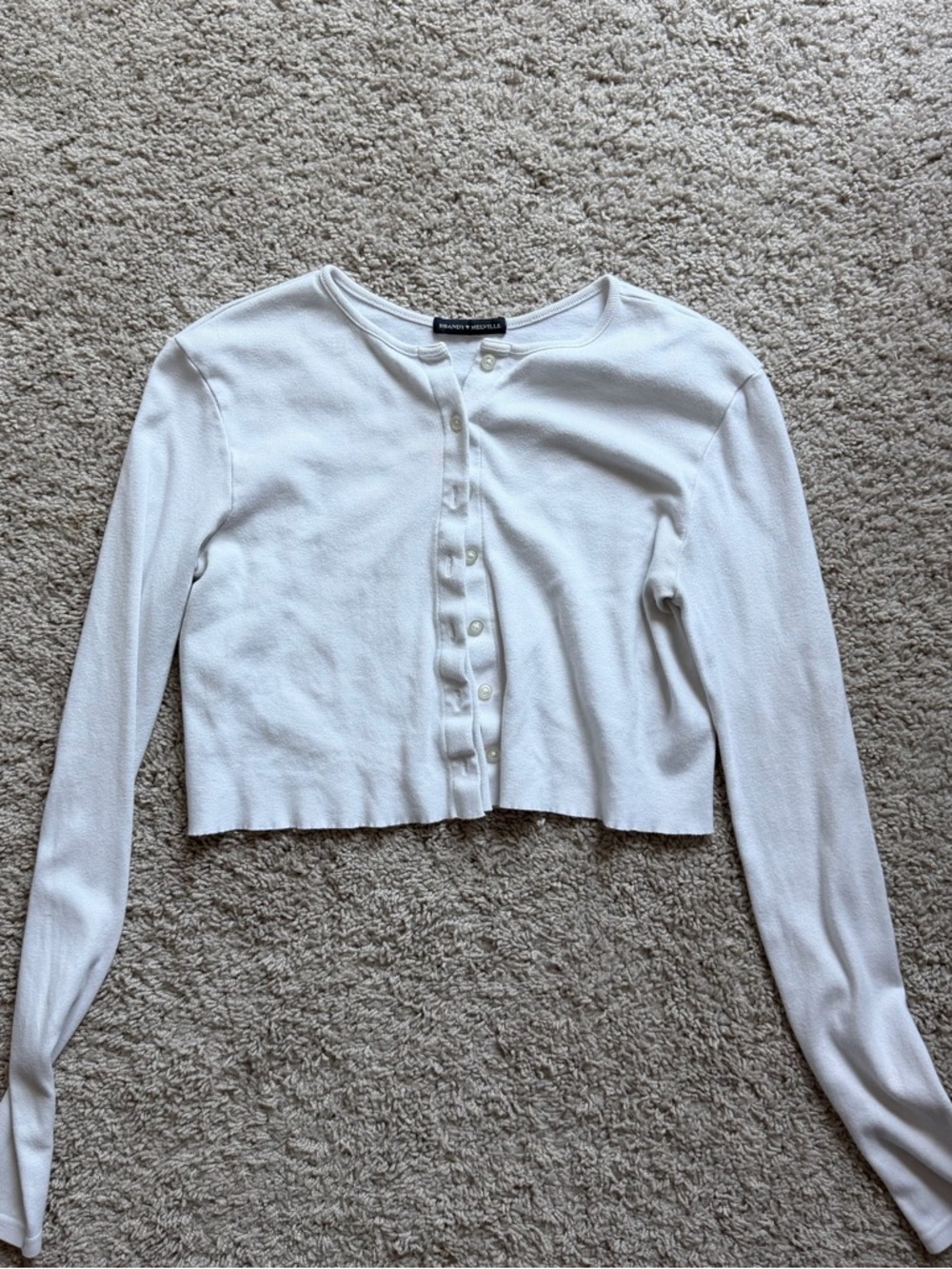 Brandy Melville White Cropped Button-Front Shirt